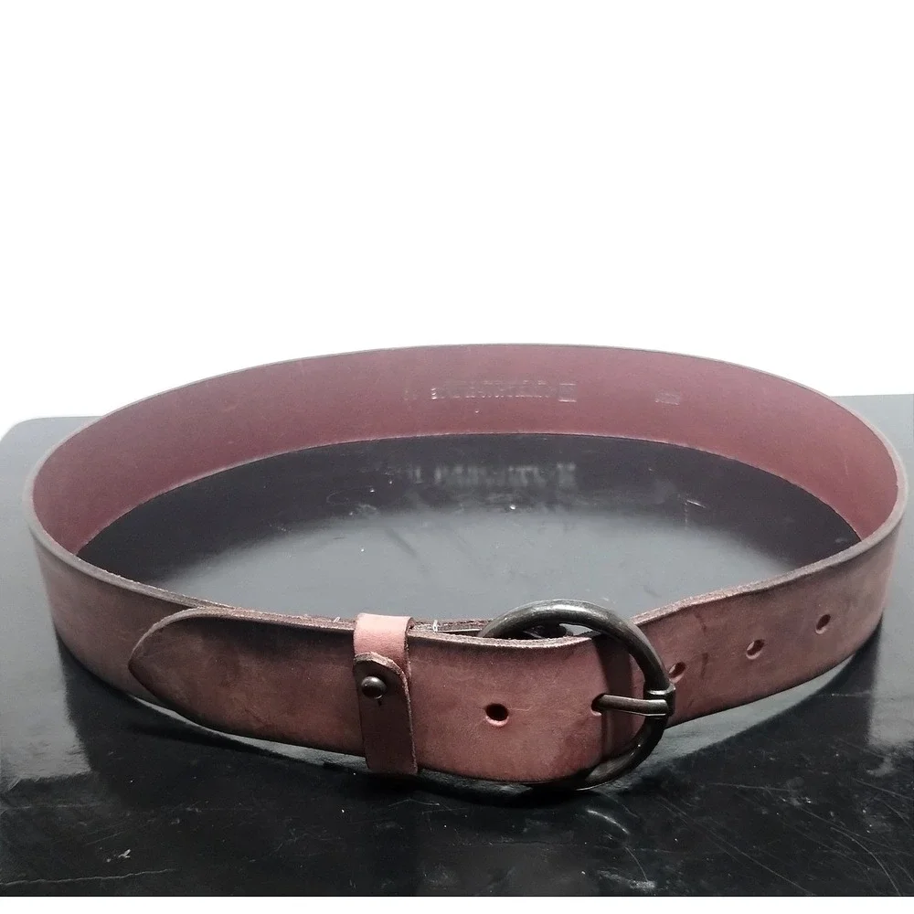 Amsterdam Heritage 45501 Burgundy Leather Belt Round Buckle Netherlands